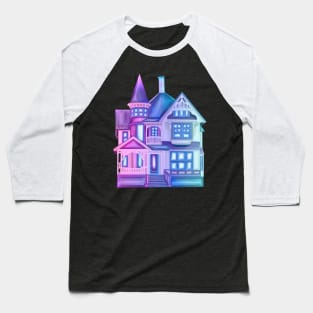 Feminine Purple Blue Gradient Victorian Dollhouse Baseball T-Shirt